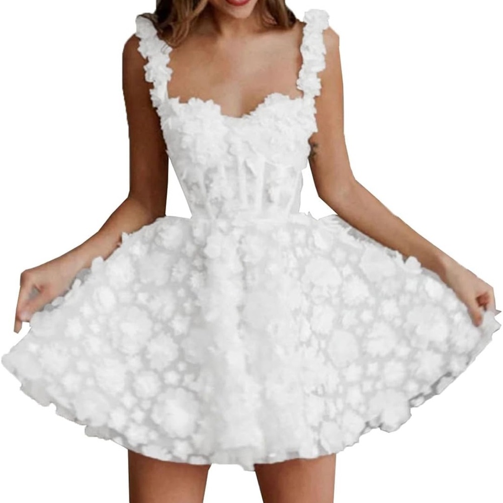 Flower Lace Embroidery Evening Lace Mini Short Wedding Dresses